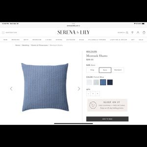 Serena & Lily Montauk Shams, one pair (set of 2) sale in French BLUE